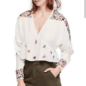 Free People Ava Embroidered Blouse